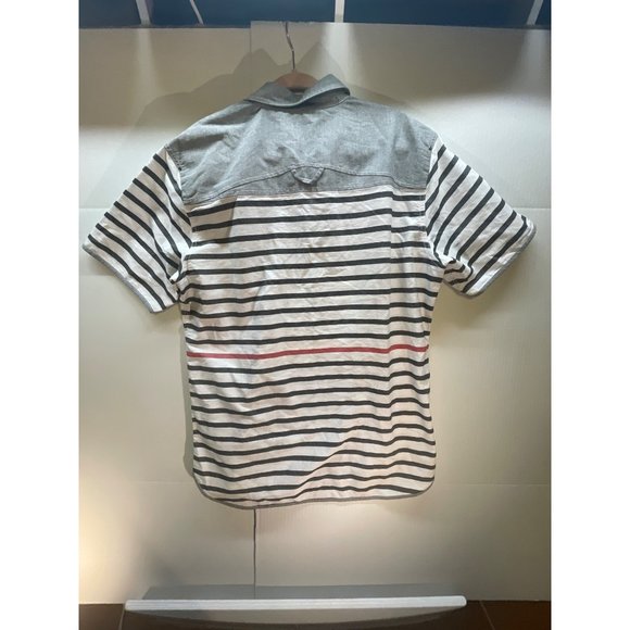 Parish Nation Clothing XLarge mens Button Down gray -blue stripes pre-owned - Picture 11 of 14